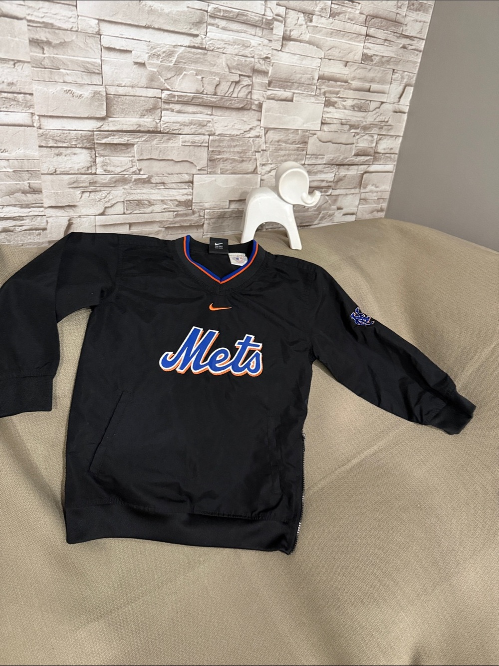 Nike Black Mets Pullover Crewneck with Blue and Orange Logo